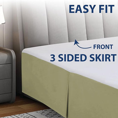 Cathay Home Double Brushed Microfiber Pleated Easy Fit Bed Skirt, Ultra Soft, Fade and Wrinkle Resistant - Sage, Twin