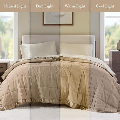 Madison Park Windom Down Alternative Blanket, Premium 3M Scotchgard Moisture Wicking Treatment, Lightweight and Soft Bed Cover For All Season, Satin Trim, Brown King