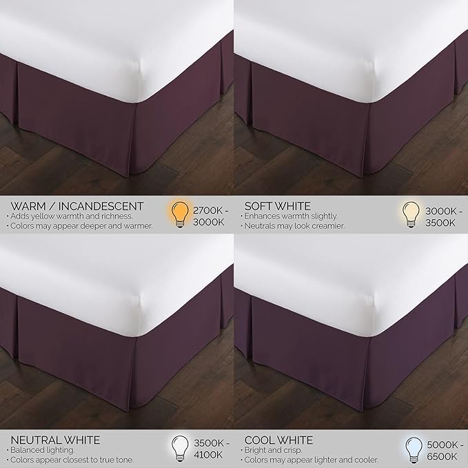 Southshore Fine Living, Inc. California King Bed Skirt - 14" Drop, Luxury Pleated Bed Skirts, California King Bedding Dust Ruffle, California King Size Bed Skirting, Purple