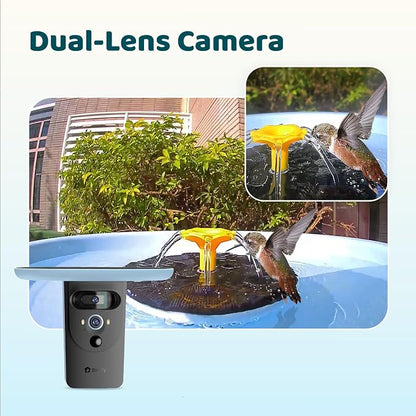 Birdfy Smart Bird Bath with Camera, Solar Powered, Dual-Lens 2K AI Camera | Watch Birds Bathe & Drink in Stunning 2K with Dual-Lens Auto Tracking, Solar Power, Fountain and Lifetime AI Bird Recognition