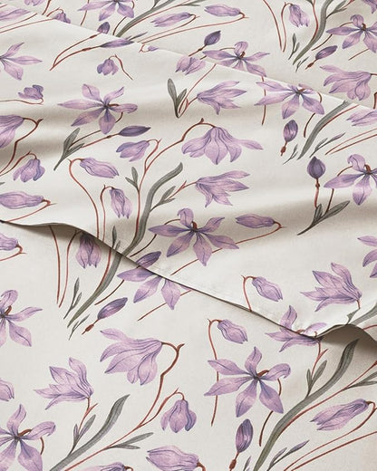 Floral Sheets - Pink Floral Bed Sheet Set - 1 Flat & 2 Fitted & 2 Pillowcases w/ Deep Pockets - Wrinkle & Fade Free - Boho Botanical Bedding - Ultra-Soft, Breathable & Cooling - Split King Size Set