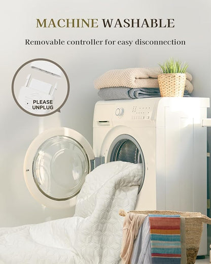 Gotcozy Heated Mattress Pad Califonia King Size Dual Control - Electric Mattress Pad Fit up to 15‘’ with 6 Heat Setting & 10 Hour Auto Off ETL Certified Machine Washable(White)