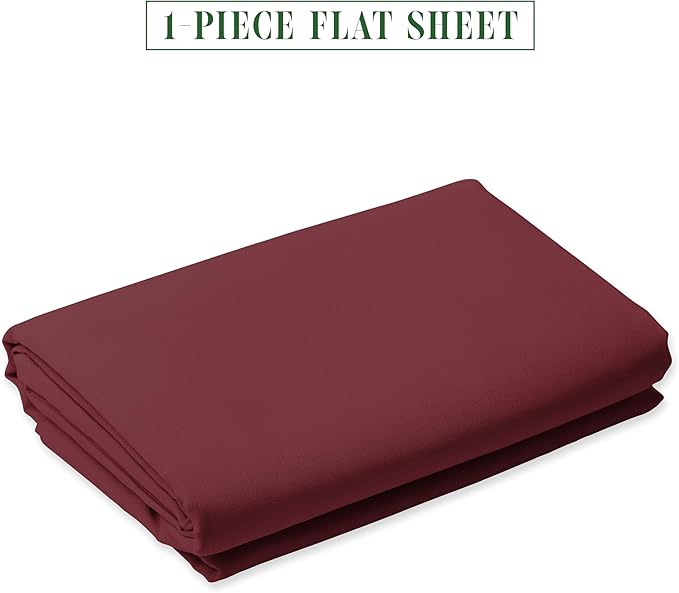 Luxury Flat Sheet on Amazon Elegant Comfort Wrinkle-Free 1500 Premier Hotel Quality 1-Piece Flat Sheet, Twin/Twin XL Size, Burgundy