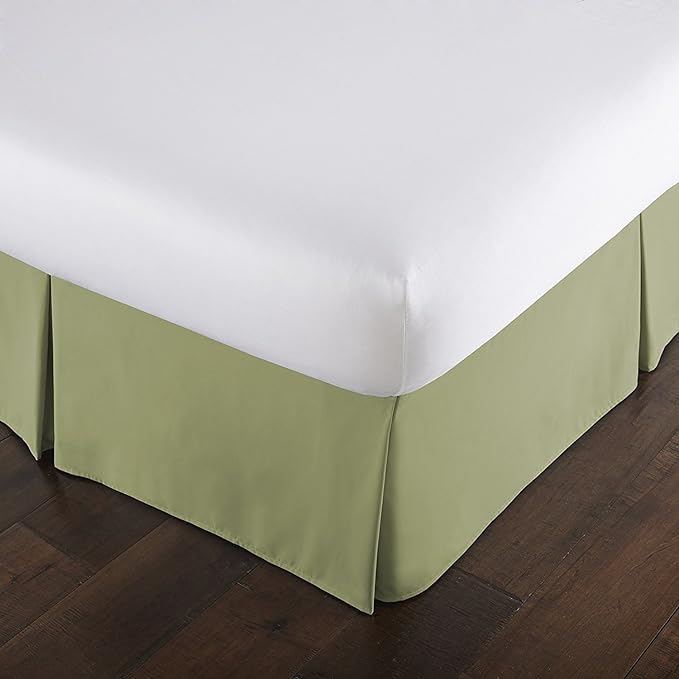 Southshore Fine Living, Inc. California King Bed Skirt - 14" Drop, Luxury Pleated Bed Skirts, California King Size Bedding Dust Ruffle, California King Size Bed Skirting, Sage Green
