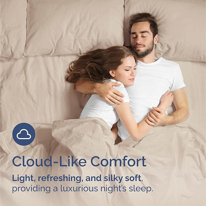 100% Rayon Derived From Bamboo - Bamboo Sheets Twin Size - Cooling Sheets for Twin - Ultra Soft, Breathable & Hotel Luxury Bedding - 1 Flat & 1 Fitted & 1 Pillowcase w/ 16 Inch Deep Pockets - Wheat
