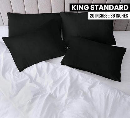 Utopia Bedding King King Pillow Cases - 4 Pack - Envelope Closure - Soft Brushed Microfiber Fabric - Shrinkage and Fade Resistant Pillow Covers 20 X 36 Inches (King Std, Black)