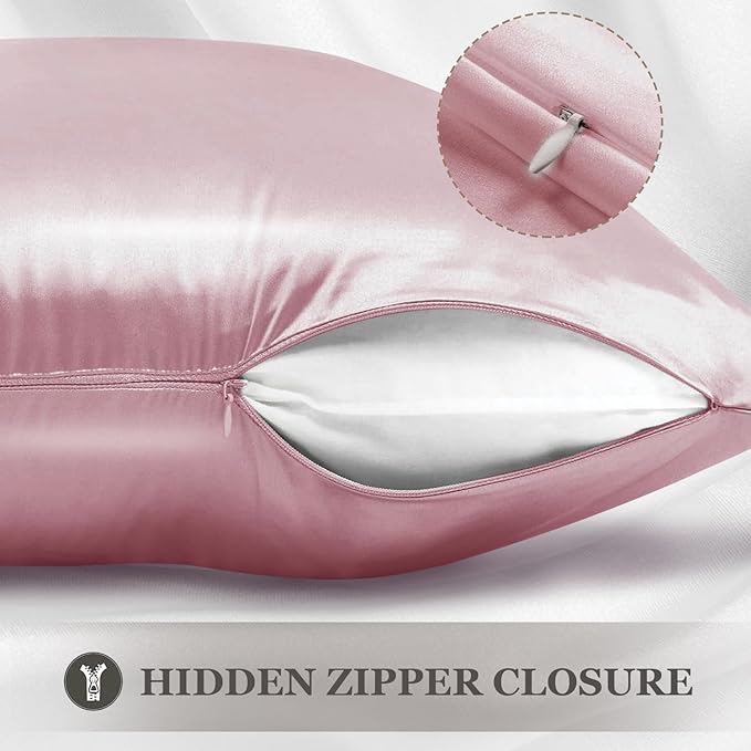 Adubor 100% Silk Pillowcase - Mulberry Silk Pillow Cases, 22 Momme 6A Grade Fibers, Silk Pillow Case for Hair and Skin Health, with Hidden Zipper (Standard 20''×26'', Medium Pink, 1PC)