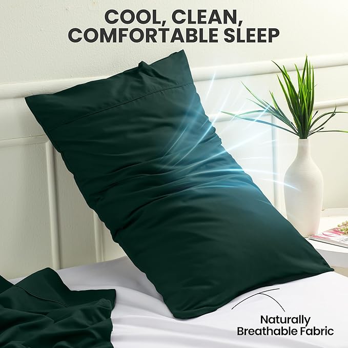 Utopia Bedding Queen Pillow Cases - 2 Pack - Envelope Closure - Soft Brushed Microfiber Fabric - Shrinkage and Fade Resistant Pillow Covers Queen Size 20 X 30 Inches (Queen, Emerald)
