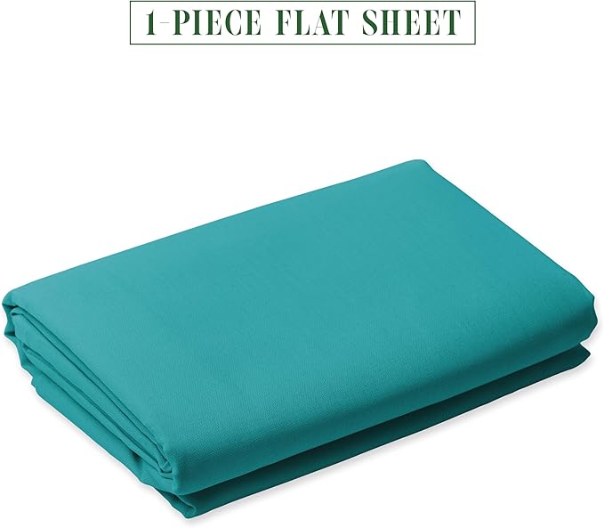 Luxury Flat Sheet on Amazon Elegant Comfort Wrinkle-Free 1500 Premier Hotel Quality 1-Piece Flat Sheet, Queen Size, Turquoise