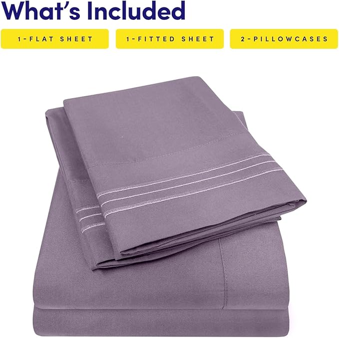 1500 Supreme Collection California King Sheet Sets Plum - Luxury Hotel Bed Sheets and Pillowcase Set for California King Mattress - Extra Soft, Elastic Corner Straps, Deep Pocket Sheets Plum