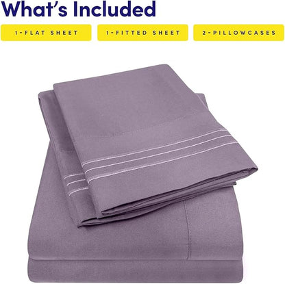 1500 Supreme Collection California King Sheet Sets Plum - Luxury Hotel Bed Sheets and Pillowcase Set for California King Mattress - Extra Soft, Elastic Corner Straps, Deep Pocket Sheets Plum