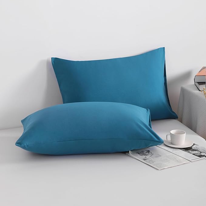 NTBAY King Pillowcase Set - 2 Pack Brushed Microfiber 20x40 Pillowcases - Soft, Wrinkle-Free, Fade-Resistant, Stain-Resistant, Teal Blue Pillowcases with Envelope Closure - 20x40 Inches, Teal Blue