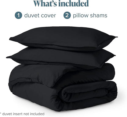 Bare Home Bedding Duvet Cover Queen Size - Premium 1800 Super Soft Collection - Lightweight, Cooling Duvet Cover - Soft Breathable Bedding (Queen, Black)