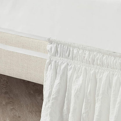 Lush Decor Ruched Ruffle Elastic Easy Wrap Around Bed Skirt Single Twin/Twin XL/Full Off White - Twin Bed Skirt - Dust Ruffle - Cream Bedskirts