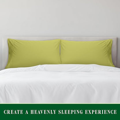 Elegant Comfort Luxury Ultra-Soft 2-Piece Pillowcase Set - 1500 Premium Hotel Quality Microfiber Double Brushed - Wrinkle Resistant, King Size, Pistachio Green