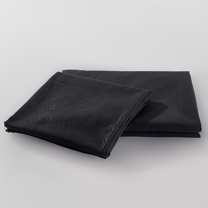SLEEP ZONE Luxury Embossed Sheets Set Full Size, Black Honeycomb Pattern Sheet & Pillowcase Sets 4 Piece - Super Soft, Wrinkle Free, Fade Resistant, Deep Pocket 16" (Black, Full)