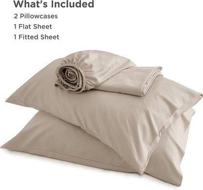 Bedsure King Size Sheets Set, Cooling Sheets for Hot Sleepers, Rayon Derived from Bamboo, PureWoven, Breathable & Soft, Deep Pocket Up to 16 Inches, Hotel Luxury Silky Bedding, Simply Taupe