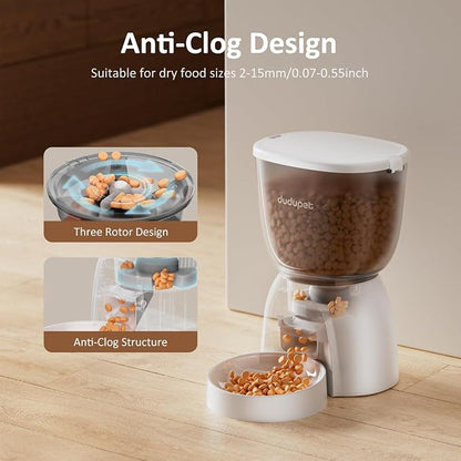 Automatic Cat Feeder with WiFi, Timed Cat Dry Food Dispenser for Cats Dog | 5G&2.4Ghz App Remote Control, 5L Capacity, Dual Power Supply, 10 Meals 1-15 Portion Programmable with Stainless Steel Bowl