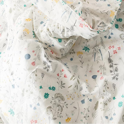 HighBuy Floral Comforter Set Full White With Colorful Botanical Garden Flower Bedding - 3 Piece Vibrant Set for All Seasons