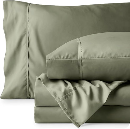 Bare Home Full XL Sheet Set - 1800 Ultra-Soft Microfiber Full Extra Long Bed Sheets - Double Brushed - Deep Pockets - Easy Fit - 4 Piece Set - Bedding Sheets & Pillowcases (Full XL, Sage)