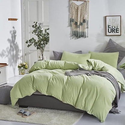 CLOTHKNOW Green Queen Comforter Set Sage Green Bedding Sets Soft Queen Comforter with 2 x Pillow Cases