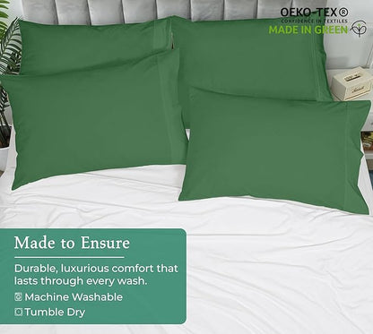 Royale Linens Standard Pillowcase Set of 2 - Bed Pillow Cover - 20"x26" - Pillowcases - 1800 Brushed Microfiber, Wrinkle & Fade Resistant - Soft & Cozy- Standard Size Pillow Case (STD, Hunter Green)