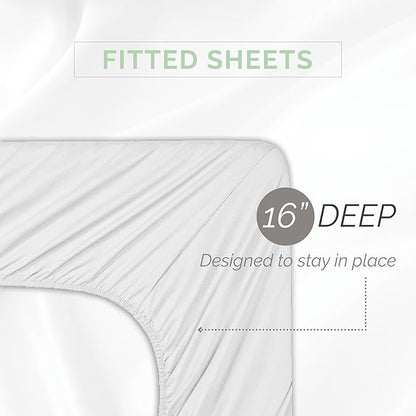 Elegant Comfort 8-Piece Pinch Pleated Comforter Set - All Season Complete Bed in a Bag, Includes 4pc Smart Sheet Set, Bed Skirt, Comforter, Matching Pillowcases and Shams, Full/Queen, White