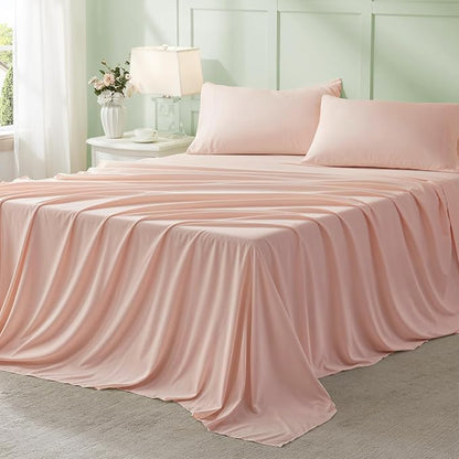 Anluoer Pink Twin Comforter Set 5 Pieces, Bed in a Bag with Sheets, All Season Bedding Sets with 1 Comforter, 1 Pillow Sham, 1 Pillowcase, 1 Flat Sheet, 1 Fitted Sheet