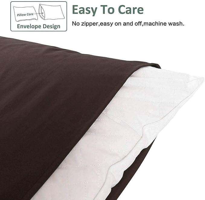 NTBAY King Pillowcase Set - 2 Pack Brushed Microfiber 20x40 Pillowcases - Soft, Wrinkle-Free, Fade-Resistant, Stain-Resistant, Dark Brown Pillowcases with Envelope Closure - 20x40 Inches, Dark Brown