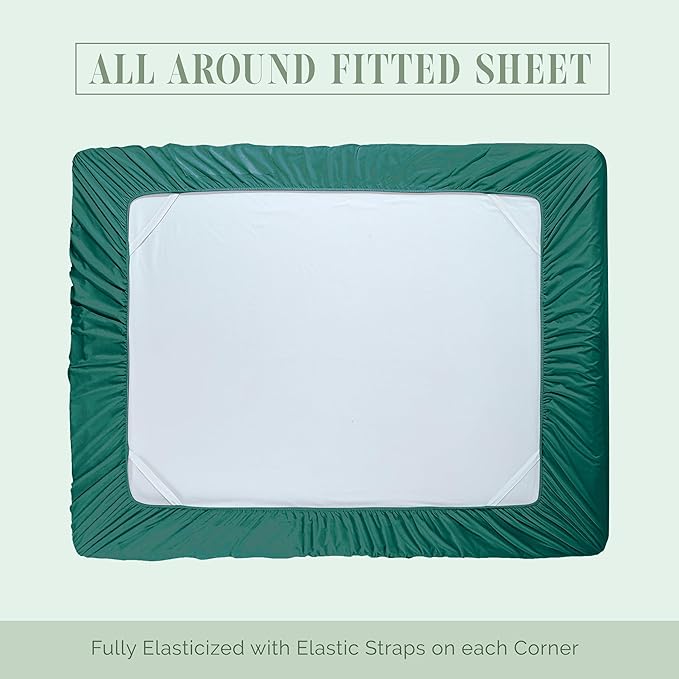Elegant Comfort Luxurious 1500 Premium Hotel Quality Microfiber 4-Piece Sheet Set, 18-24 Inches Deep - Extra Deep Pocket Sheets - Ultra Soft 4PC Deep Pocket Sheets, Full, Hunter Green
