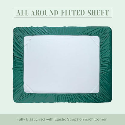 Elegant Comfort Luxurious 1500 Premium Hotel Quality Microfiber 4-Piece Sheet Set, 18-24 Inches Deep - Extra Deep Pocket Sheets - Ultra Soft 4PC Deep Pocket Sheets, Full, Hunter Green