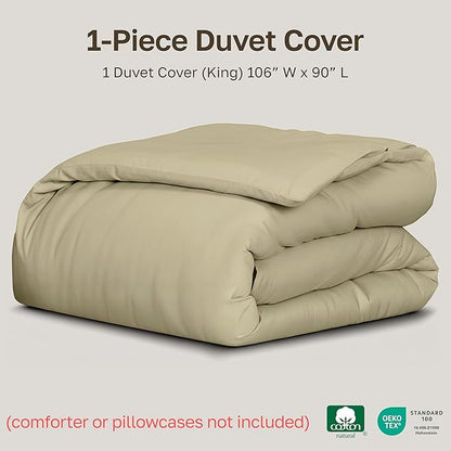 California Design Den 100% Cotton Duvet Cover King Only - Winner Good Housekeeping Best Bedding Awards 2025, Premium 400 Thread Count, 100% Cotton Sateen, Soft & Durable - Beige (Golden Tone)