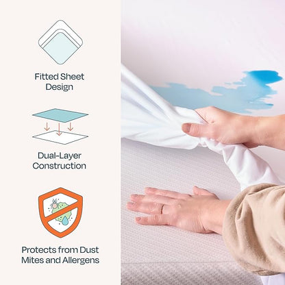 Linenspa Waterproof Mattress Protector, Twin Size – Fitted Sheet Style, Breathable, Machine Washable & Dryer Safe, White