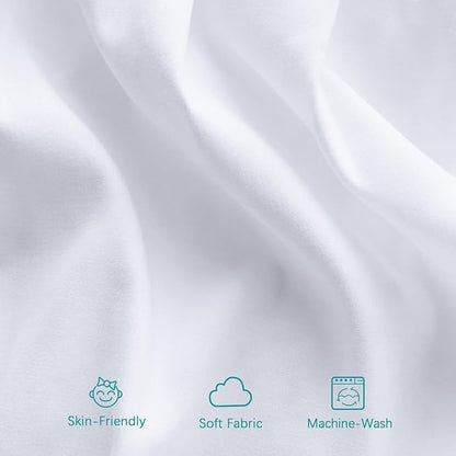Crib Bed Skirt White for Girls Boys Pleated with Tassel Pompoms Dust Ruffled 14" Drop, Fit All Standard Crib Toddler Bed Skin-Friendly & Soft Machine Washable Nursery Bedding Skirts