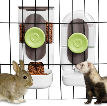 Lemtrflo Rabbit Feeder, Bunny Water Bottle Dispenser, Pet Cage Food Bowl | Suitable for Rabbits, Guinea Pigs, Ferrets, Cat and Other Small Pets