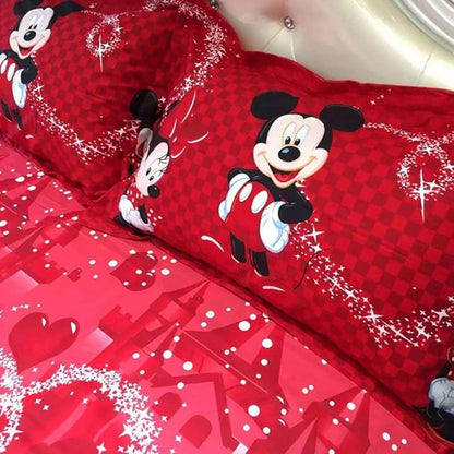 100% Cotton Kids Reversible Printing Mickey Mouse Couples Duvet Cover 2PCS Bedding Set with Zipper Closure, Twin(No Comforter)