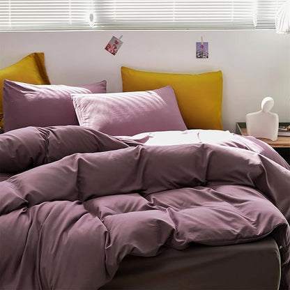 CLOTHKNOW Pale Mauve Full Size Comforter Set 3Pcs Dusty Purple Bedding Sets Soft Women Girls Comforter with 2 x Pillow Cases