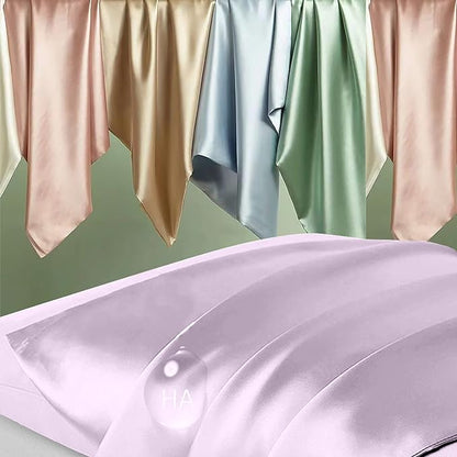 Silk Pillowcase 2 Pack, Natural Mulberry Silk Pillow Case, Anti Acne Silk Pillowcase for Hair and Skin, King Size Silk Satin Pillowcase Set of 2 with Hidden Zipper, Gifts for Women Men, Lavender