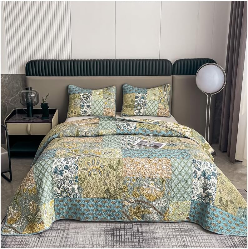 BEITE King Size Comforter Set -100% Cotton Quilt 3-Piece Comforter