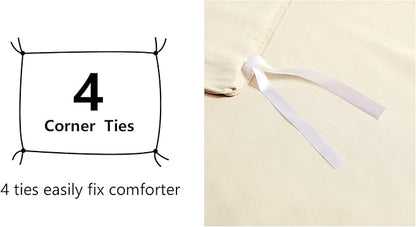 Amazon Basics Lightweight Microfiber 3-Piece Duvet Cover Set with Zipper Closure, Full/Queen, Beige, Solid