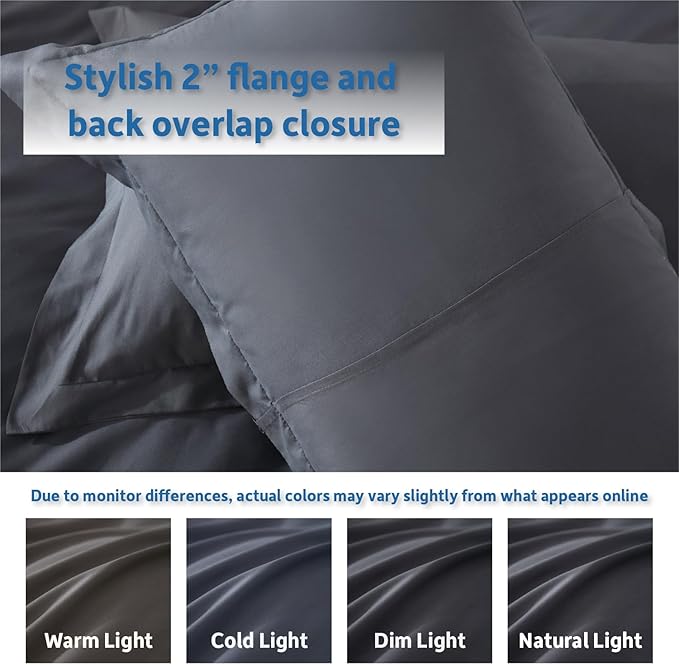 Nestl Dark Grey Duvet Cover King Size - Soft Double Brushed King Duvet Cover Set, 3 Piece, with Button Closure, 1 Duvet Cover 104x90 inches and 2 Pillow Shams
