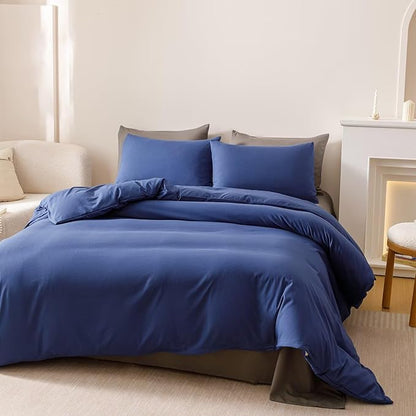 Cottonight Royal Blue Comforter Sets Cal King Dark Blue Bedding Comforter California King Size Quilts Blanket Soft Breathabe Solid Bedding Set for Women Men