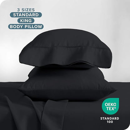 Bare Home Premium 1800 Ultra-Soft Microfiber Pillowcase Set - Double Brushed - Hypoallergenic - Wrinkle Resistant (Standard Pillowcase Set of 2, Black)