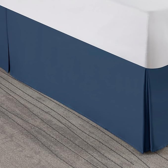 Nestl Navy Blue Twin XL Bed Skirt - Twin XL Size Bed Skirt 14 Inch Drop - Brushed Microfiber Bed Skirts - Hotel Quality Pleated Bed Skirt - Shrinkage & Fade Resistant