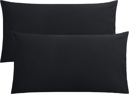 FLXXIE King Pillow Cases Set of 2, Soft Microfiber Pillow Covers with Envelope Closure, Wrinkle, Fade and Stain Resistant Pillowcases, 20x36, Black