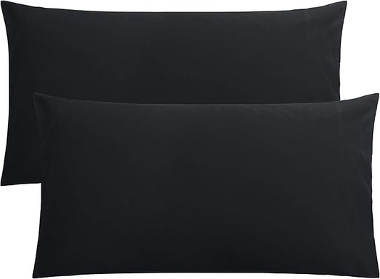 FLXXIE King Pillow Cases Set of 2, Soft Microfiber Pillow Covers with Envelope Closure, Wrinkle, Fade and Stain Resistant Pillowcases, 20x36, Black