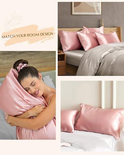 Yanibest Satin Pillowcase, Silk Pillow Cases for Hair and Skin with Zipper, Standard Pillow Cases Set of 2 for 20"x26", Exquisite Packaging for Women Men