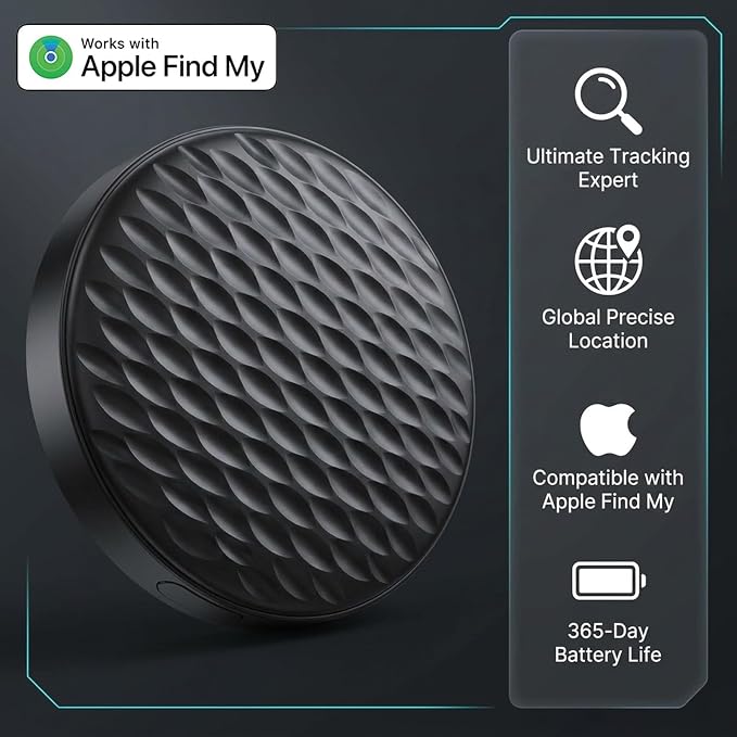 Mini GPS Tracker for Vehicles No Subscription (iOS Only) - 4 Pack | Car Tracker Tag with Audio, Hidden Tracking Device Work with Find My for Kids, Dogs, Key, Luggage