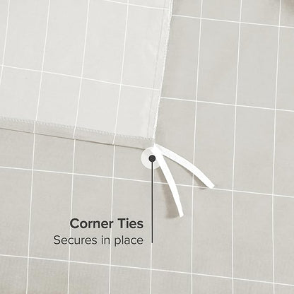 Bare Home Bedding Duvet Cover Extra Long - Premium 1800 Super Soft Collection - Lightweight, Duvet Cover - Soft Textured (Twin/Twin XL, Grid - Stone/White)