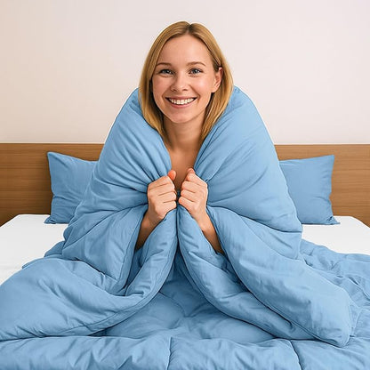 Pure Bedding Duvet Cover Full Size - 3 Pieces Extra Soft Bedding Set, Includes 1 Duvet Cover 80x90 Inches with Zipper Closure & 2 Pillow Shams, Comforter Not Included, Sky Blue